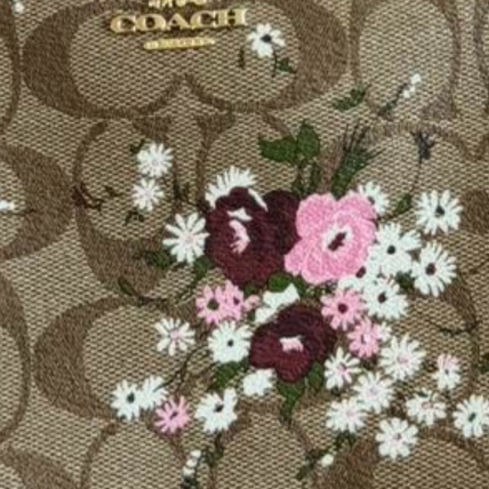 Coach Signature Floral Clutch - Brown and Pink - Picture 8 of 13